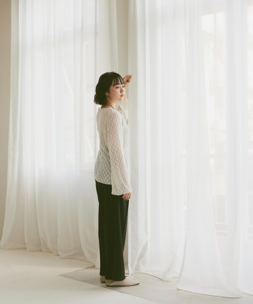 moi tytto（モイテュット）の「ニュアンスシアートップス（Tシャツ/カットソー・レディース・ベージュ/ホワイト/ブラウン・FREE）」の4枚目の写真