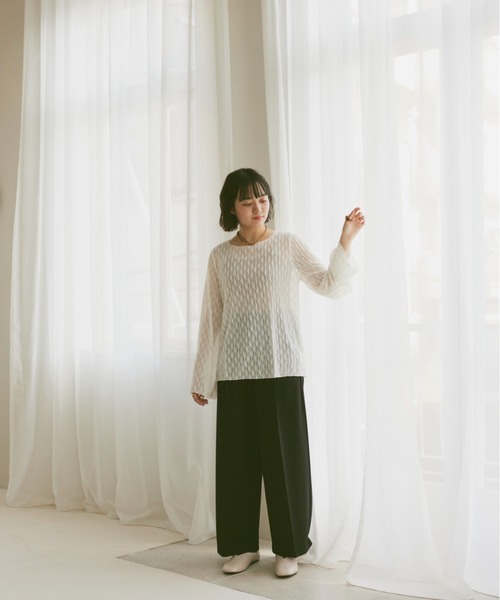 moi tytto（モイテュット）の「ニュアンスシアートップス（Tシャツ/カットソー・レディース・ベージュ/ホワイト/ブラウン・FREE）」の7枚目の写真