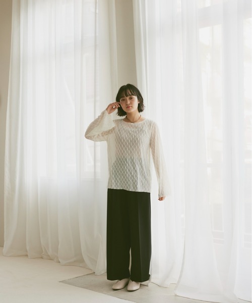 moi tytto（モイテュット）の「ニュアンスシアートップス（Tシャツ/カットソー・レディース・ベージュ/ホワイト/ブラウン・FREE）」の8枚目の写真