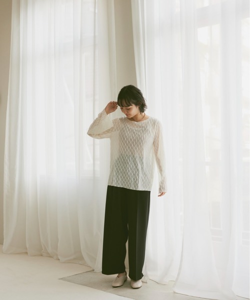 moi tytto（モイテュット）の「ニュアンスシアートップス（Tシャツ/カットソー・レディース・ベージュ/ホワイト/ブラウン・FREE）」の9枚目の写真