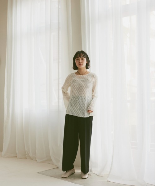 moi tytto（モイテュット）の「ニュアンスシアートップス（Tシャツ/カットソー・レディース・ベージュ/ホワイト/ブラウン・FREE）」の10枚目の写真