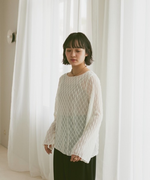 moi tytto（モイテュット）の「ニュアンスシアートップス（Tシャツ/カットソー・レディース・ベージュ/ホワイト/ブラウン・FREE）」の14枚目の写真