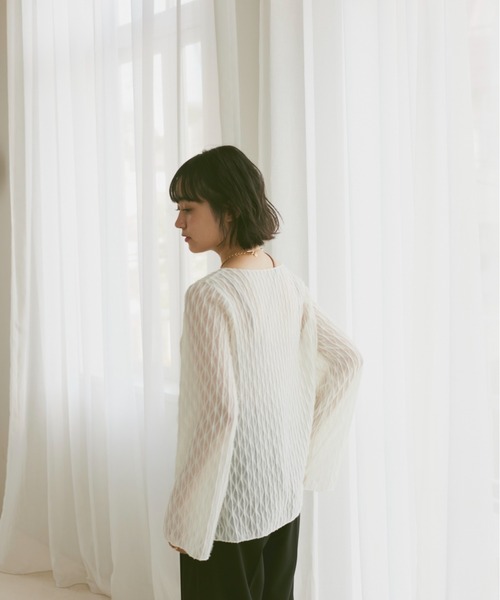 moi tytto（モイテュット）の「ニュアンスシアートップス（Tシャツ/カットソー・レディース・ベージュ/ホワイト/ブラウン・FREE）」の16枚目の写真