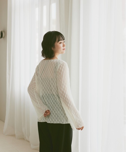 moi tytto（モイテュット）の「ニュアンスシアートップス（Tシャツ/カットソー・レディース・ベージュ/ホワイト/ブラウン・FREE）」の19枚目の写真