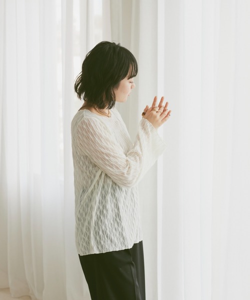 moi tytto（モイテュット）の「ニュアンスシアートップス（Tシャツ/カットソー・レディース・ベージュ/ホワイト/ブラウン・FREE）」の20枚目の写真