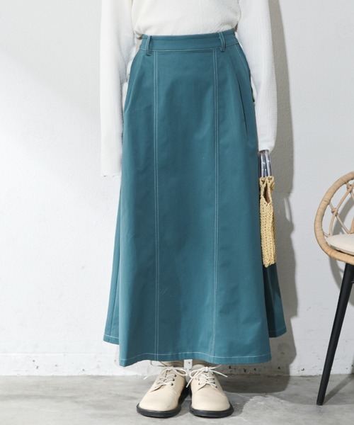 MERLOT(メルロー)の「ステッチ配色ボリュームスカート(スカート・レディース・ブルー/ブラック/レッド・FREE)」の4枚目の写真