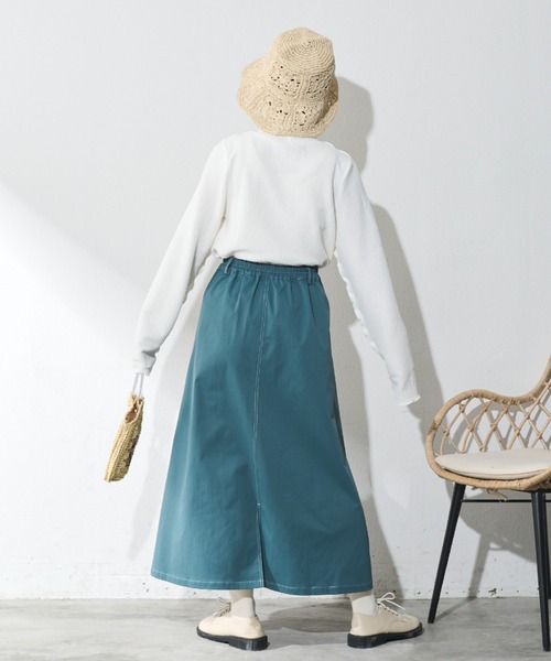 MERLOT(メルロー)の「ステッチ配色ボリュームスカート(スカート・レディース・ブルー/ブラック/レッド・FREE)」の9枚目の写真