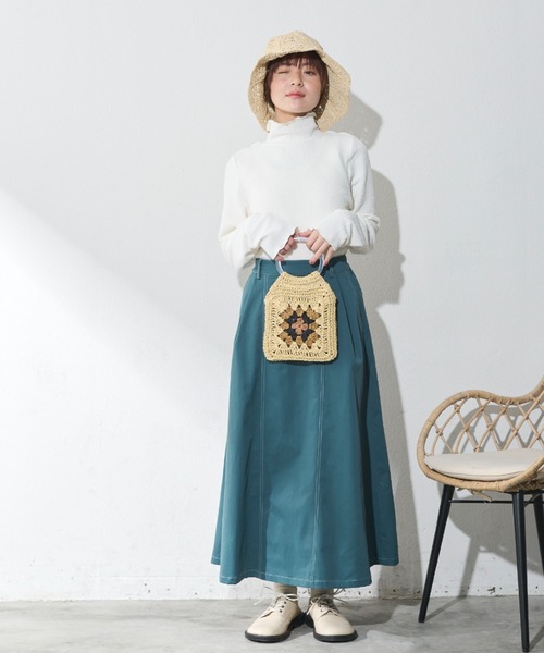 MERLOT(メルロー)の「ステッチ配色ボリュームスカート(スカート・レディース・ブルー/ブラック/レッド・FREE)」の8枚目の写真