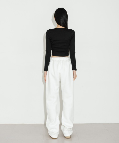 FOLLOWIN（フォロウィン）の「【UNISEX】起毛ワイドウエストゴムコットンパンツ（その他パンツ・レディース・オートミール/グリーン/レッド/ライトグレー/ブラウン/ブラック/アイボリー/グレー・FREE）」の12枚目の写真