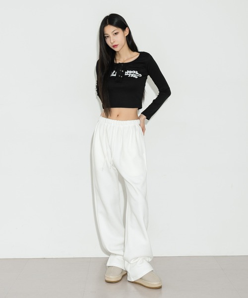 FOLLOWIN（フォロウィン）の「【UNISEX】起毛ワイドウエストゴムコットンパンツ（その他パンツ・レディース・オートミール/グリーン/レッド/ライトグレー/ブラウン/ブラック/アイボリー/グレー・FREE）」の13枚目の写真