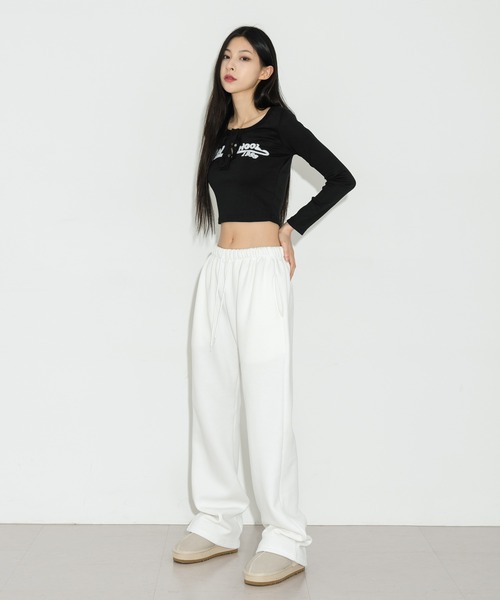 FOLLOWIN（フォロウィン）の「【UNISEX】起毛ワイドウエストゴムコットンパンツ（その他パンツ・レディース・オートミール/グリーン/レッド/ライトグレー/ブラウン/ブラック/アイボリー/グレー・FREE）」の16枚目の写真