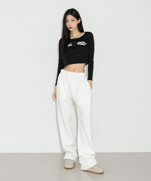 FOLLOWIN（フォロウィン）の「【UNISEX】起毛ワイドウエストゴムコットンパンツ（その他パンツ・レディース・オートミール/グリーン/レッド/ライトグレー/ブラウン/ブラック/アイボリー/グレー・FREE）」の19枚目の写真