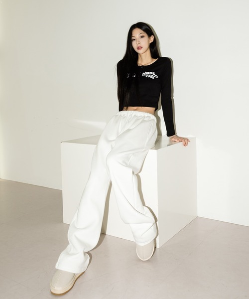 FOLLOWIN（フォロウィン）の「【UNISEX】起毛ワイドウエストゴムコットンパンツ（その他パンツ・レディース・オートミール/グリーン/レッド/ライトグレー/ブラウン/ブラック/アイボリー/グレー・FREE）」の21枚目の写真