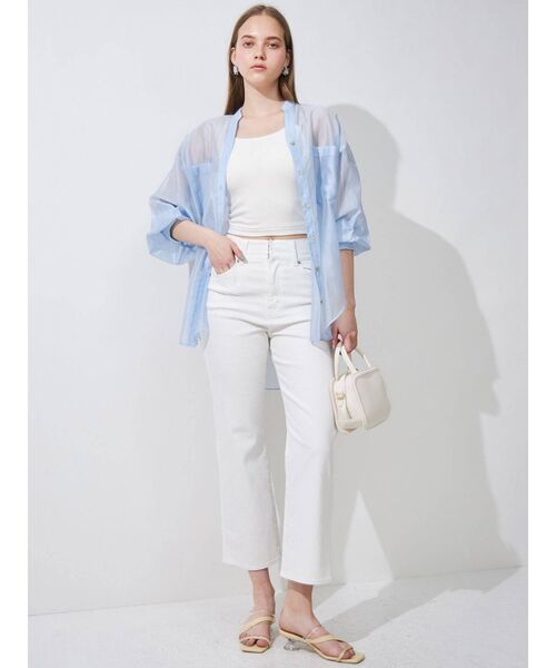 MERCURYDUO（マーキュリーデュオ）の「カップインナローテープインナーキャミソール（キャミソール・レディース・オフホワイト/ブラック・FREE）」の7枚目の写真