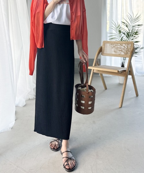 classicalelf（クラシカルエルフ）の「美脚見せ。大人ナチュラル Iラインスカート（スカート・レディース・モカ/ブラック/アイボリー・LARGE/MEDIUM/SMALL/X-LARGE）」の4枚目の写真