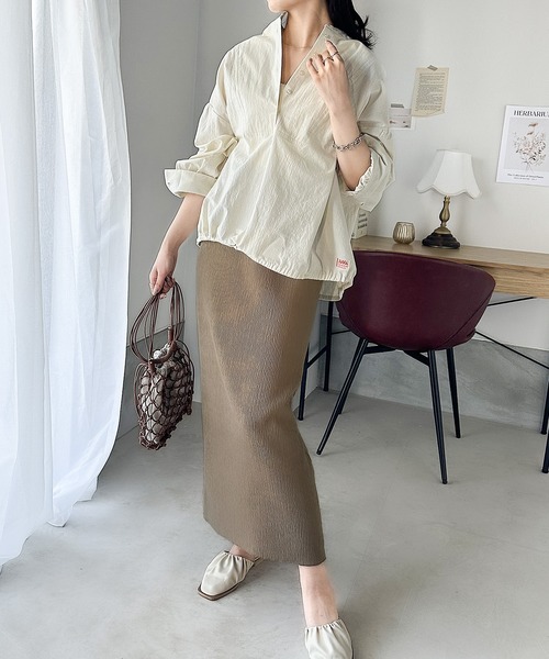 classicalelf（クラシカルエルフ）の「美脚見せ。大人ナチュラル Iラインスカート（スカート・レディース・モカ/ブラック/アイボリー・LARGE/MEDIUM/SMALL/X-LARGE）」の5枚目の写真