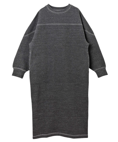 ロンハーマン ステッチスウェットワンピース オーバーサイズ 黒 裏起毛配色ステッチ長袖スウェットワンピース（ワンピース）｜andme