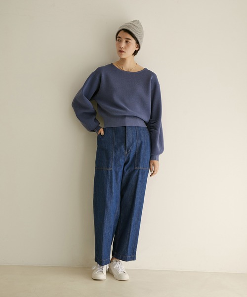 SALON adam et rope'(サロン アダム エ ロペ)の「バナナスリーブクロップドニットプルオーバー(ニット/セーター・レディース・ホワイト/ミント/ブルー系その他4・FREE)」の6枚目の写真