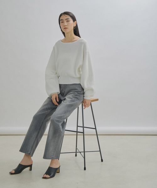 SALON adam et rope'(サロン アダム エ ロペ)の「バナナスリーブクロップドニットプルオーバー(ニット/セーター・レディース・ホワイト/ミント/ブルー系その他4・FREE)」の22枚目の写真
