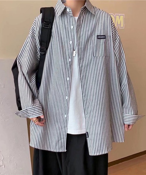 Anchor Smith（アンカー スミス）の「ストライプオーバーサイズボックスシャツ（シャツ/ブラウス・メンズ・ブルー/グレー/グリーン・M/L）」の20枚目の写真