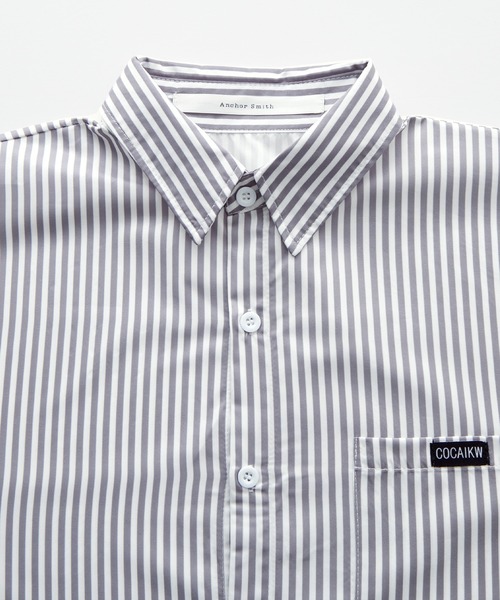 Anchor Smith（アンカー スミス）の「ストライプオーバーサイズボックスシャツ（シャツ/ブラウス・メンズ・ブルー/グレー/グリーン・M/L）」の12枚目の写真