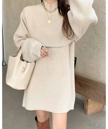 ボリューム袖 トップス ニットワンピース セットアップ