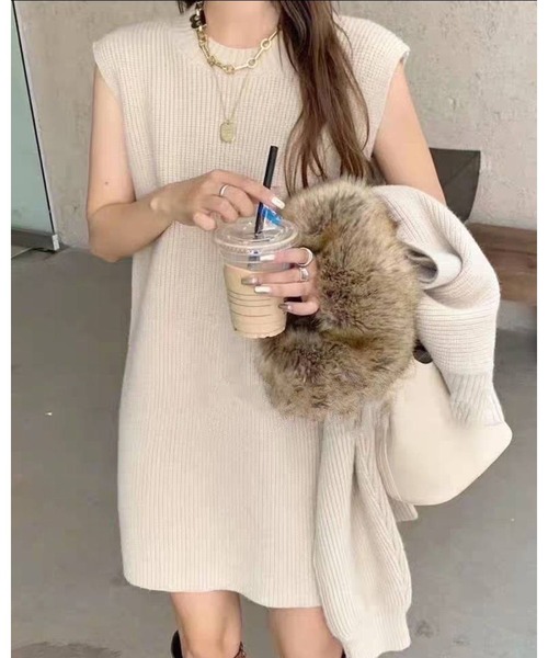 pumpkin port(パンプキンポート)の「ボリューム袖 トップス ニットワンピース セットアップ(ワンピース・レディース・アイボリー/ブラック/グレー/ブラウン/ベージュ・MEDIUM)」の21枚目の写真