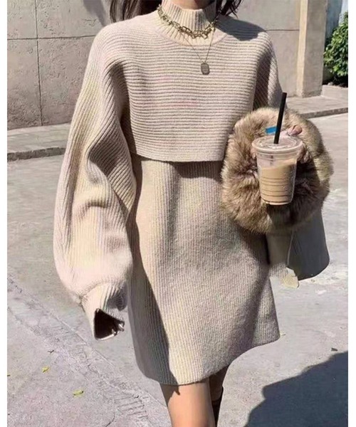 pumpkin port(パンプキンポート)の「ボリューム袖 トップス ニットワンピース セットアップ(ワンピース・レディース・アイボリー/ブラック/グレー/ブラウン/ベージュ・MEDIUM)」の18枚目の写真