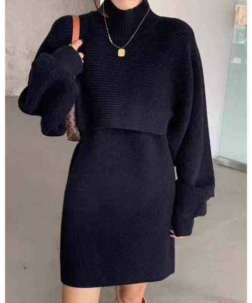 pumpkin port(パンプキンポート)の「ボリューム袖 トップス ニットワンピース セットアップ(ワンピース・レディース・アイボリー/ブラック/グレー/ブラウン/ベージュ・MEDIUM)」の13枚目の写真