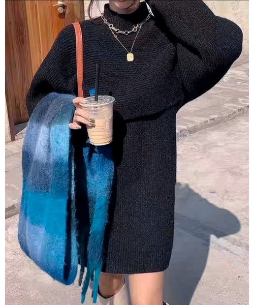 pumpkin port(パンプキンポート)の「ボリューム袖 トップス ニットワンピース セットアップ(ワンピース・レディース・アイボリー/ブラック/グレー/ブラウン/ベージュ・MEDIUM)」の6枚目の写真