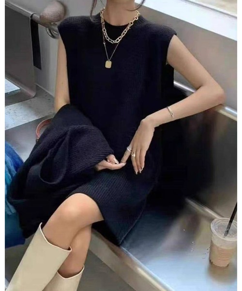 pumpkin port(パンプキンポート)の「ボリューム袖 トップス ニットワンピース セットアップ(ワンピース・レディース・アイボリー/ブラック/グレー/ブラウン/ベージュ・MEDIUM)」の11枚目の写真