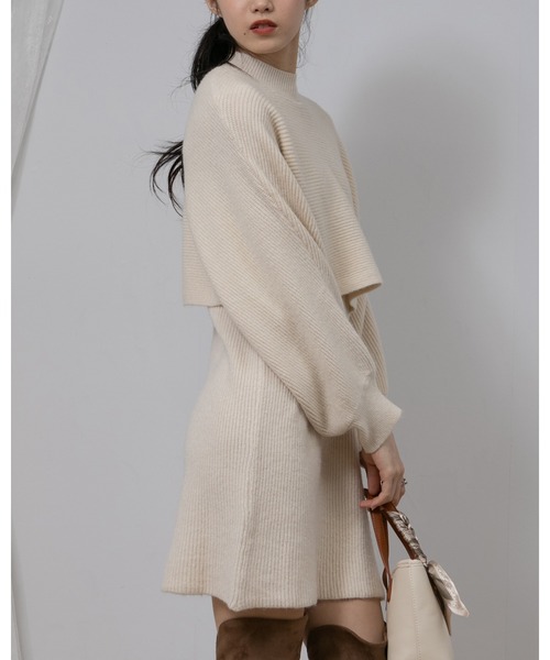pumpkin port(パンプキンポート)の「ボリューム袖 トップス ニットワンピース セットアップ(ワンピース・レディース・アイボリー/ブラック/グレー/ブラウン/ベージュ・MEDIUM)」の16枚目の写真