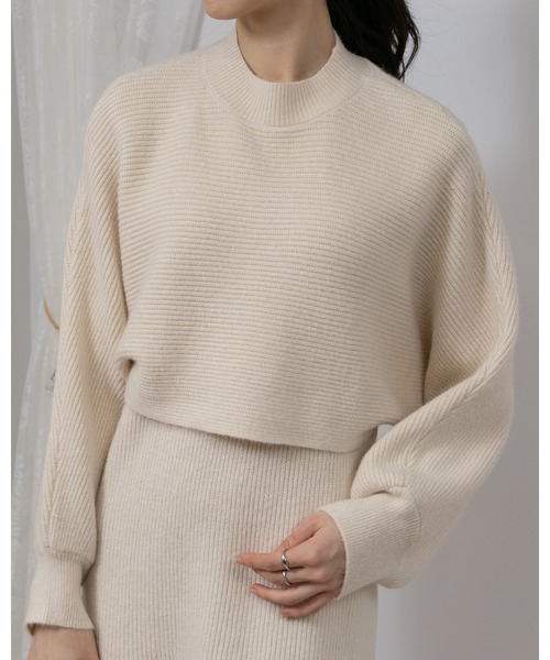 pumpkin port(パンプキンポート)の「ボリューム袖 トップス ニットワンピース セットアップ(ワンピース・レディース・アイボリー/ブラック/グレー/ブラウン/ベージュ・MEDIUM)」の10枚目の写真