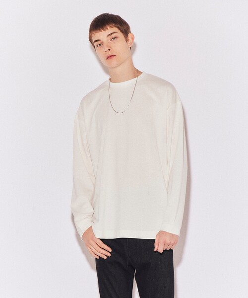 tk.TAKEO KIKUCHI(ティーケータケオキクチ)の「◆Vチェーンネックレス付き長袖カットソー(Tシャツ/カットソー・メンズ・ブラック/オフホワイト・02/03)」の1枚目の写真