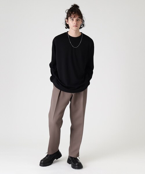 tk.TAKEO KIKUCHI(ティーケータケオキクチ)の「◆Vチェーンネックレス付き長袖カットソー(Tシャツ/カットソー・メンズ・ブラック/オフホワイト・02/03)」の12枚目の写真