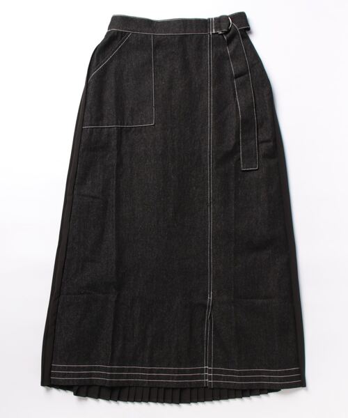 Q（キュー）の「ドッキングアシメデニムスカート（デニムスカート・レディース・ブラック/ネイビー・MEDIUM）」の3枚目の写真