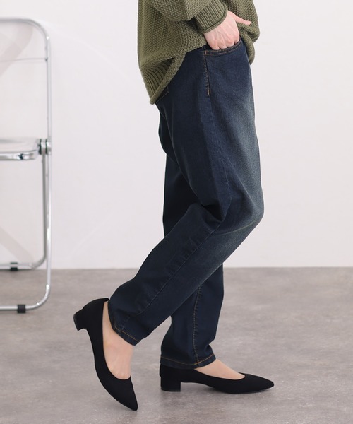 ファッション ウエストゴムテーパードデニムパンツ（デニムパンツ）｜ElegChic パンツ