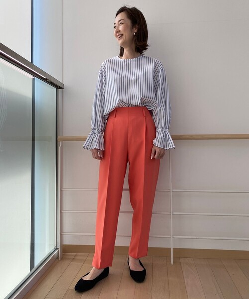 【新品】UNFILO（自由区）　大きいサイズ　ハイストレッチ カラーパンツ46 セール】【VERY.3月号掲載/洗える/ストレッチ】ハイウエスト