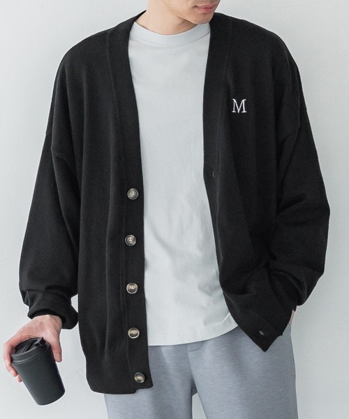 coca（coca）（コカ）の「メンズワンポイント刺繍カーディガン（カーディガン/ボレロ・メンズ・グレー/ブラック・M/L/XL）」の2枚目の写真