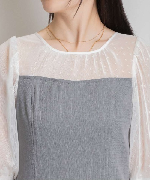 RANDA（ランダ）の「チュールドッキングストレートワンピース（ドレス・レディース・グレー/ブラック・1/0）」の12枚目の写真