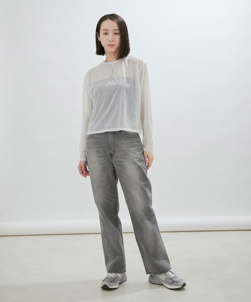 SALON adam et rope'（サロン アダム エ ロペ）の「【WEB限定】シアークルーネックロングTシャツ / 無地・ボーダー（Tシャツ/カットソー・レディース・ホワイト/ピンク/イエロー/ベージュ系その他/ブラック系その他2・FREE）」の20枚目の写真