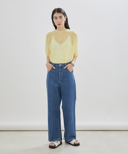 SALON adam et rope'（サロン アダム エ ロペ）の「【WEB限定】シアークルーネックロングTシャツ / 無地・ボーダー（Tシャツ/カットソー・レディース・ホワイト/ピンク/イエロー/ベージュ系その他/ブラック系その他2・FREE）」の8枚目の写真