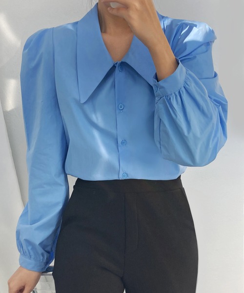 fd style（エフディ スタイル）の「ビッグカラー バルーン肩ポインブラウス（シャツ/ブラウス・レディース・White/LT.Blue/PINK・FREE）」の17枚目の写真