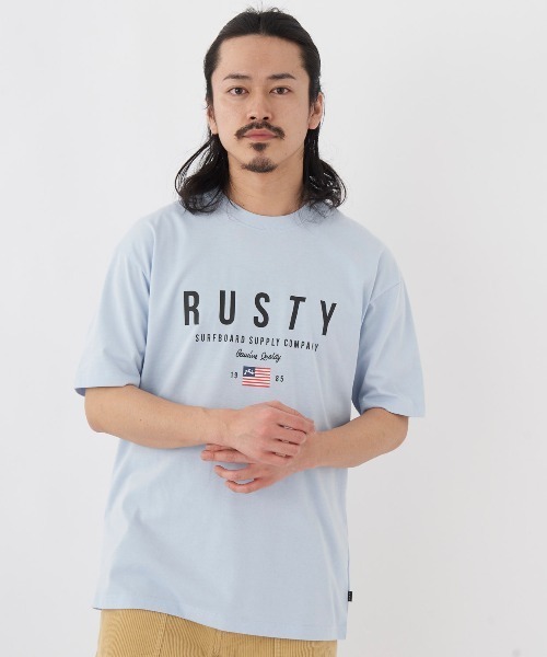 RUSTY(ラスティ)の「【RUSTY:ラスティー】半袖ロゴTシャツ(Tシャツ/カットソー・メンズ・ブルー/ベージュ/ブラック/ホワイト・X-LARGE/LARGE/MEDIUM)」の2枚目の写真