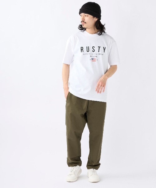RUSTY(ラスティ)の「【RUSTY:ラスティー】半袖ロゴTシャツ(Tシャツ/カットソー・メンズ・ブルー/ベージュ/ブラック/ホワイト・X-LARGE/LARGE/MEDIUM)」の5枚目の写真
