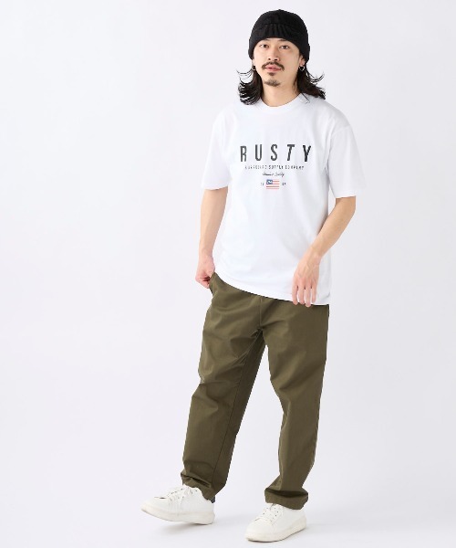 RUSTY(ラスティ)の「【RUSTY:ラスティー】半袖ロゴTシャツ(Tシャツ/カットソー・メンズ・ブルー/ベージュ/ブラック/ホワイト・X-LARGE/LARGE/MEDIUM)」の6枚目の写真