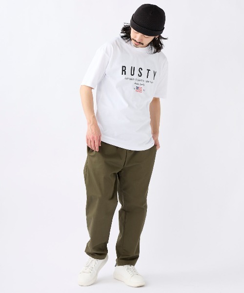 RUSTY(ラスティ)の「【RUSTY:ラスティー】半袖ロゴTシャツ(Tシャツ/カットソー・メンズ・ブルー/ベージュ/ブラック/ホワイト・X-LARGE/LARGE/MEDIUM)」の7枚目の写真