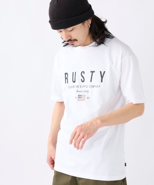 RUSTY(ラスティ)の「【RUSTY:ラスティー】半袖ロゴTシャツ(Tシャツ/カットソー・メンズ・ブルー/ベージュ/ブラック/ホワイト・X-LARGE/LARGE/MEDIUM)」の8枚目の写真