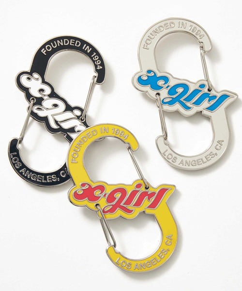 X-girl(エックスガール)の「CHUBBY LOGO CARABINER(キーホルダー・レディース・グレー/ブラック/イエロー・ONE SIZE)」の5枚目の写真
