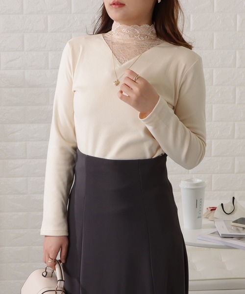 Lace Ladies(レースレディース)の「レースドッキングトップス(Tシャツ/カットソー・レディース・アイボリー/ブラック・FREE)」の2枚目の写真